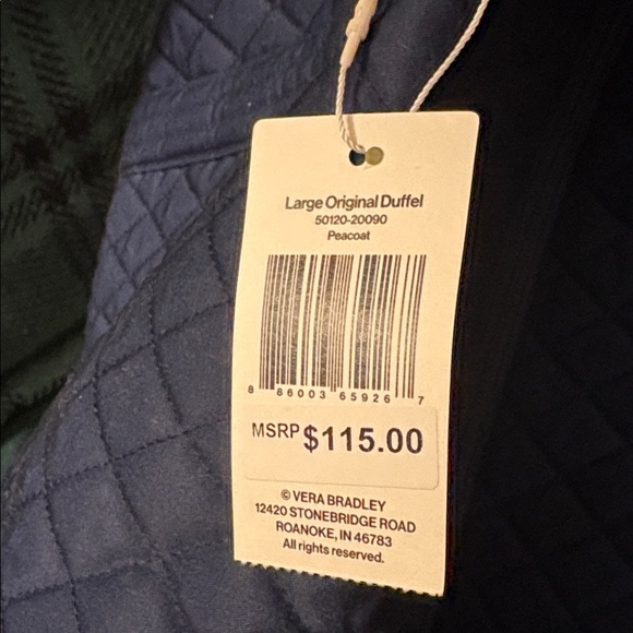 Vera Bradley Navy Quilted Travel Bag - Picture 2 of 2